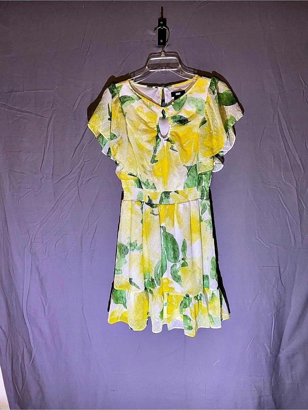 DKNY Floral Mini Dress in Yellow & Green Size 4 Like New